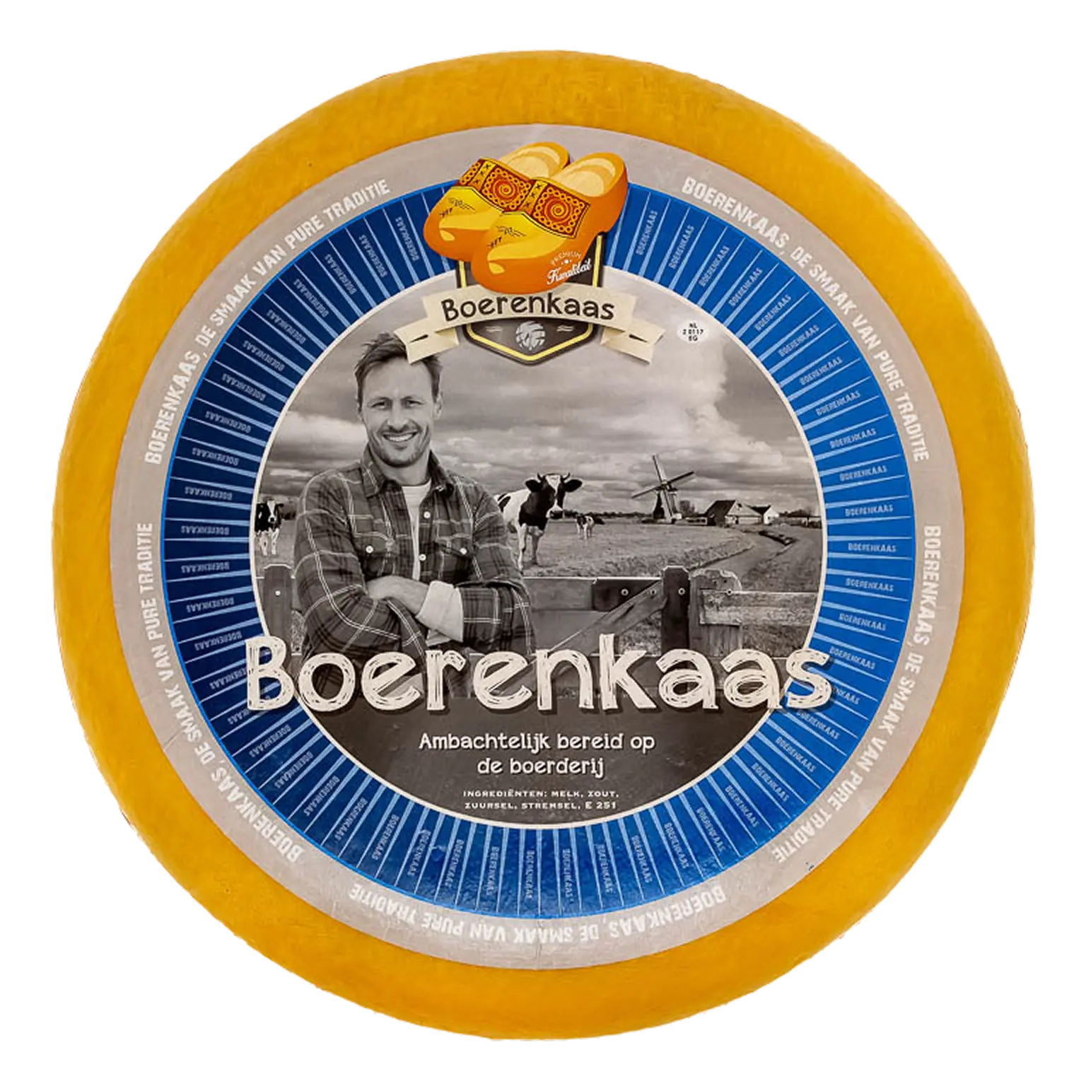 Hele kaas Boerenkaas jong belegen met gekleurd etiket